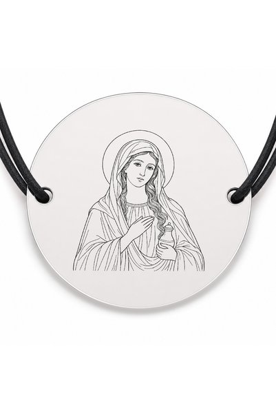 Simoshop Brățară argint 925 cu bănuț Sfânta Maria Magdalena, șnur negru reglabil