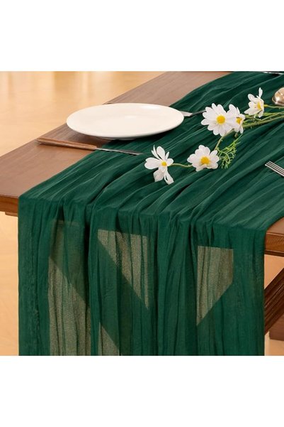 GENERAL Socomi St Patricks Day Olive Green Cheesecloth Table Runner Boho Rust...