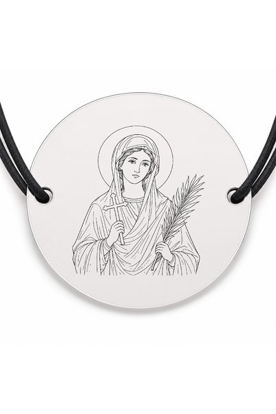 Simoshop Brățară argint 925 cu bănuț Sfânta Muceniță Valentina, șnur negru re...