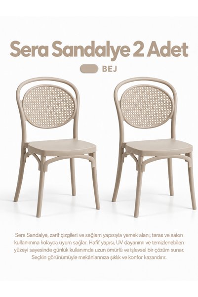 düğünsandalyesi 2 Adet Sera Plastik Sandalye Mutfak Balkon Bahçe İç ve Dış Me...