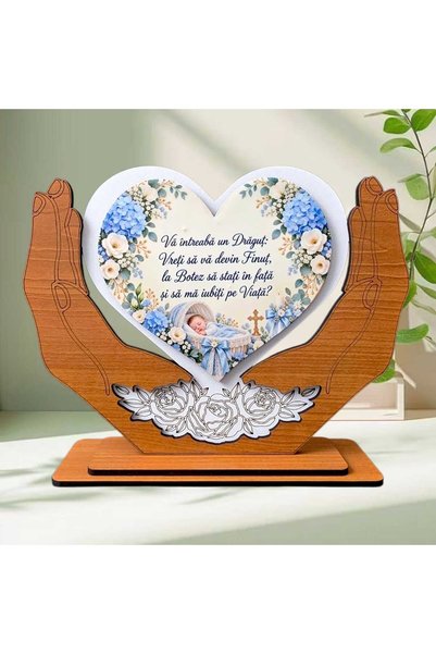OEM Cadou Cerere Nași Botez Băiat – Decor Inimă „Vreți să vă devin Finuț?”, 2...