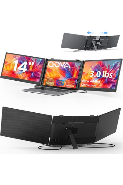 Qova Monitor Dual Extensibil și Portabil pentru Laptop, Qova ® Ecran IPS FHD ...