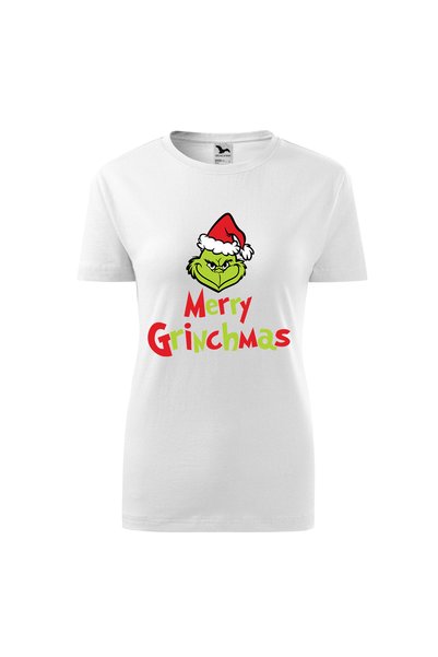 Malfini Tricou personalizat, Grinch #78, Bumbac 100%, Alb, Dama, Marime 3XL