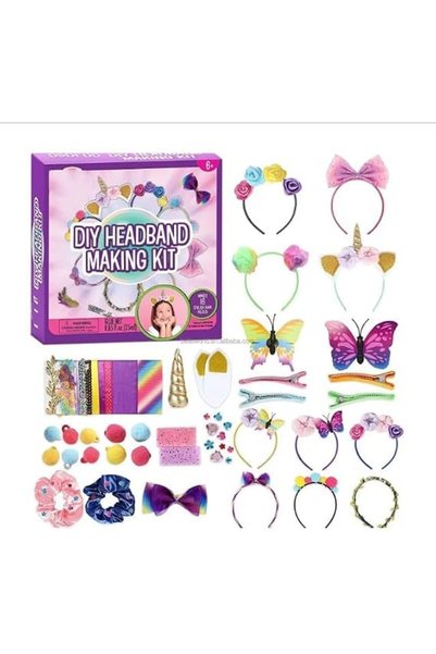 Yelajoy 65Pcs DIY Scrunchie Set for Kids, Fashion Headband for Girls with Cli...