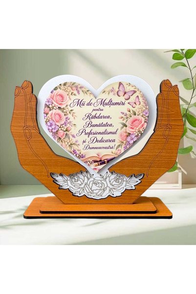 OEM Cadou de Mulțumire – Decor Inimă cu Palme „Mii de Mulțumiri”, 20x14 cm