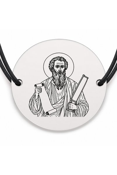 Simoshop Brățară argint 925 cu bănuț Sfântul Apostol Simon Zilotul, șnur negr...