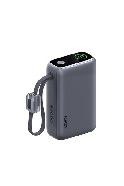 AUKEY Swivel Det-Duo Power Bank 20.000mAh, 65W, cu două cabluri USB-C integra...
