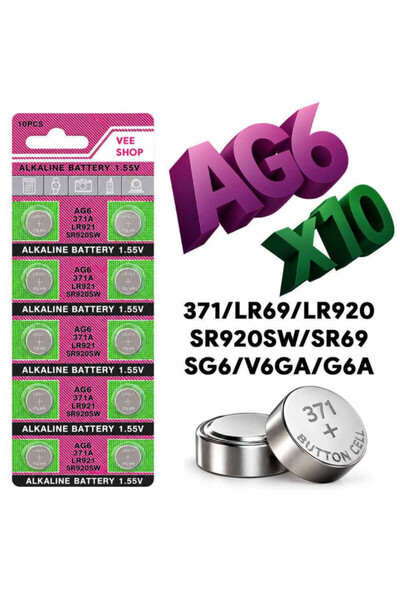 VeeShop Μπαταρία Blister AG6, Αλκαλικές μπαταρίες τύπου LR921, LR69, 371, SR9...