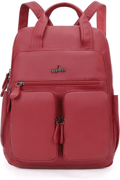 ANGELİA Angel Kiss Backpack Purse for Women Soft Washed Leather Multi Pocket ...