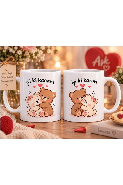 rengine İyi Ki Kocam – İyi Ki Karım Ayıcıklı Kupa Bardak