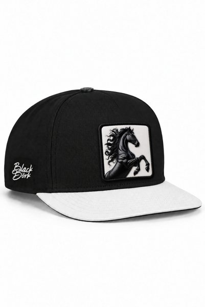 BlackBörk White-Black Hip Hop Hat with Horse Logo