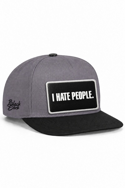 BlackBörk قبعة هيب هوب باللونين الأسود والرمادي تحمل شعار I Hate People