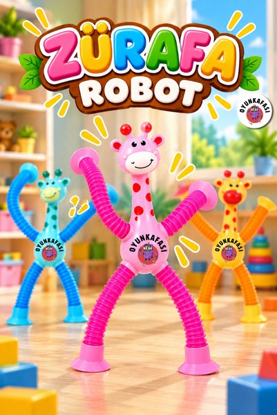 OYUNKAFASI Esnek Zürafa Robot Oyuncak – Vantuzlu El ve Ayaklı, Bükülebilir Ha...
