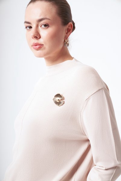 Nuss Thick Knitted Collar Sweater Tunic 200 Beige