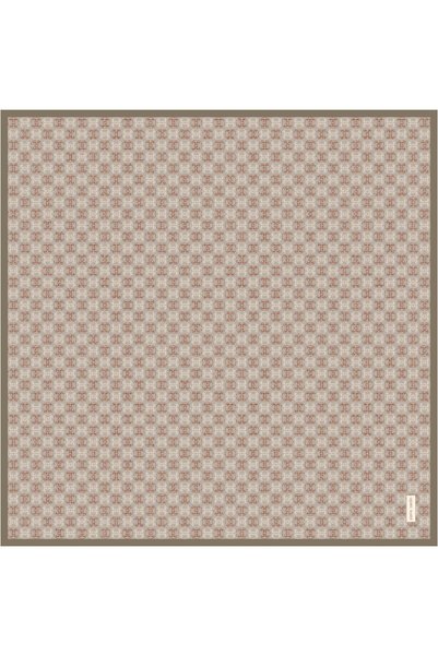 Pierre Cardin Sura Pure Silk Scarf 9228230 331 Khaki Stone Color Slogan Pattern