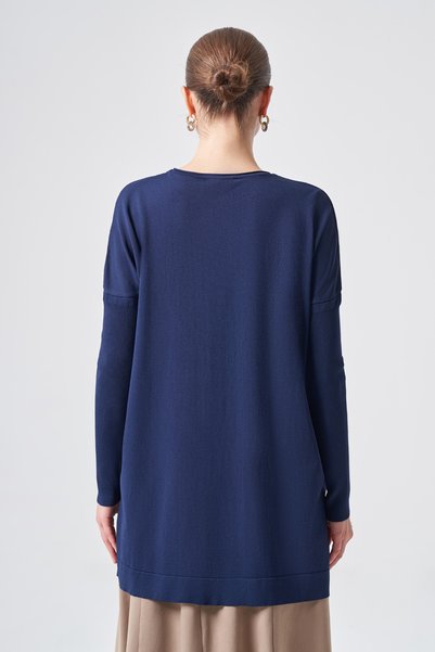 Nuss Rubberized Sleeves Knitted Tunic 116 Navy Blue