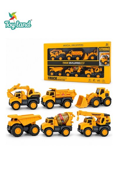 TOY LAND Kids Construction Truck Toy Set 6 PCS, Inertia Powered Engineering V...
