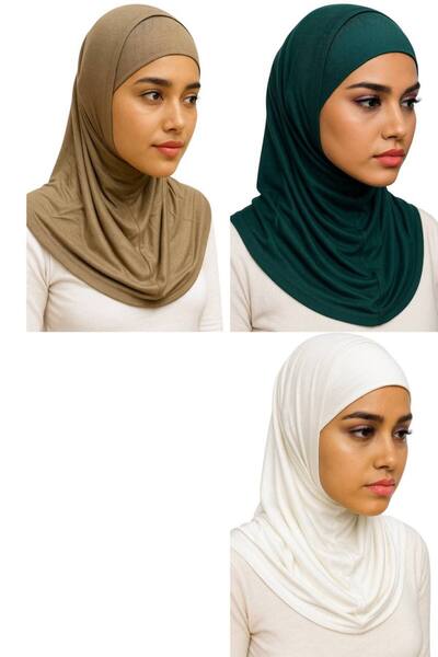 ALDAIYR 3 Pieces Hijab 2 Pieces Lycra Fabric