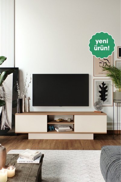 mapahomeliving Verona Modern 2 Kapaklı Raflı TV Ünitesi TV Sehpası 180 cm Cev...