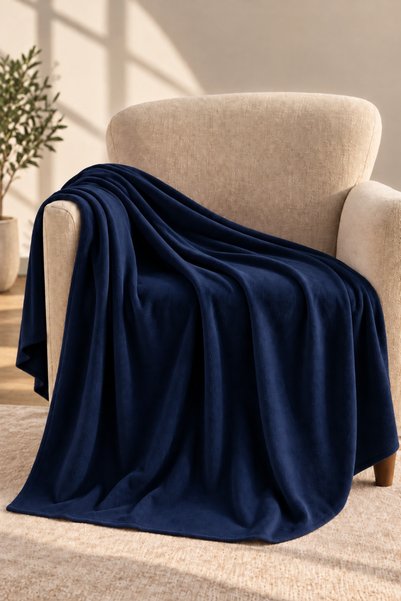 EBRUTESETTÜR Multi-Purpose Fleece Tv and Sofa Blanket Navy Blue