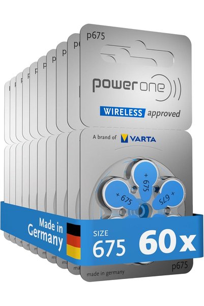 powerone Power One 675 Mercury-Free Hearing Aid Battery from Varta, Made in G...