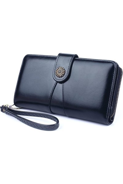 GENERAL Leather Women Wallets Luxury Long Wallets for Women Stitching Clutch ...