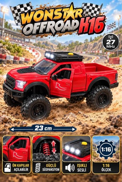 Tıfıl Toys Wonstar Offroad H16 1:16 Ölçek 23 cm Işıklı Sesli Açılan Kapılı / ...