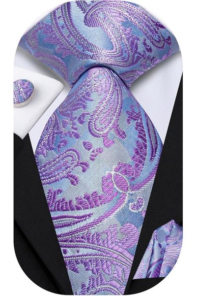 Dubulle Mens Paisely Silk Tie for Men Necktie and Pocket Square Set