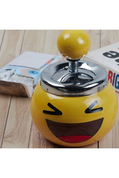 Hediye Vakti Emoji Tasarımlı Basmalı Dönerli Küllük