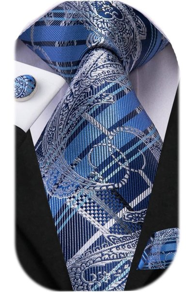 Dubulle Mens Paisely Silk Tie for Men Necktie and Pocket Square Set
