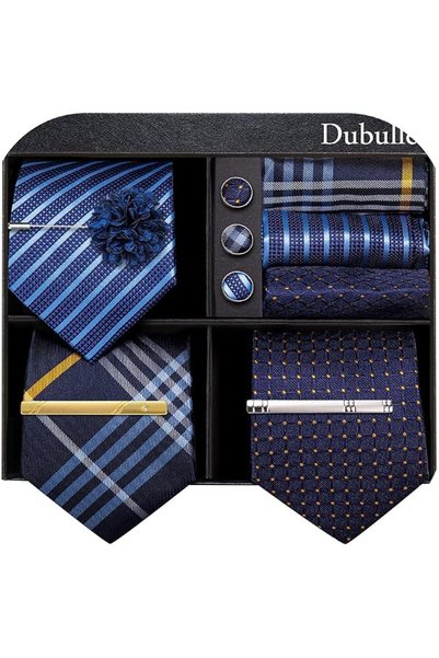 Dubulle Mens Paisely Silk Tie for Men Necktie and Pocket Square Set