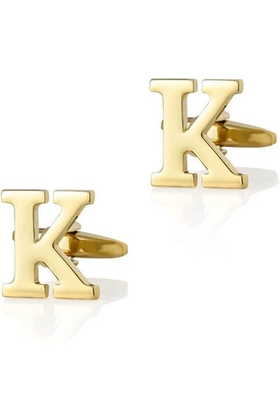GENERAL Initial Gold Cufflinks for Men – Stainless Steel Monogram Letter Cuff...