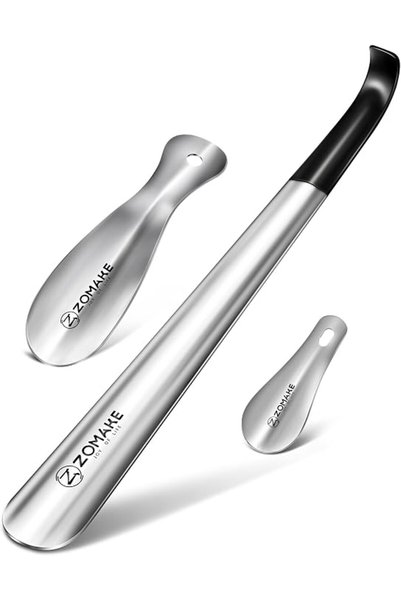 ZOMAKE Shoe Horn Metal, Long Handle Shoehorns, Stainless Steel Set