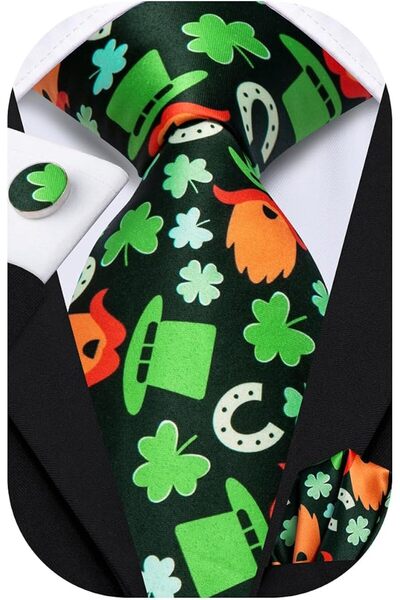Dubulle Mens Paisely Silk Tie for Men Necktie and Pocket Square Set