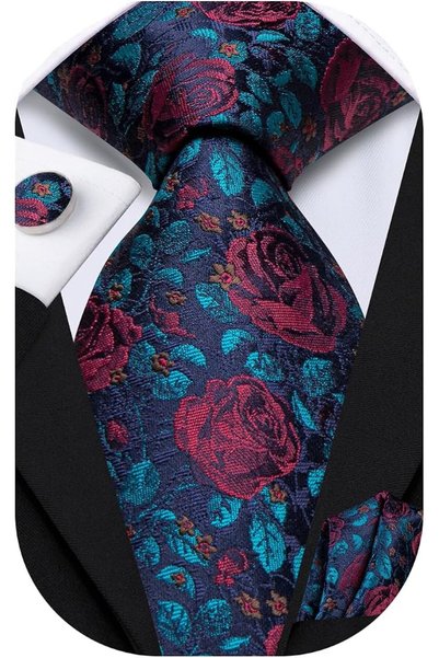 Dubulle Mens Paisely Silk Tie for Men Necktie and Pocket Square Set