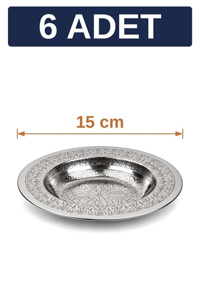 Binbir Trend 15 cm Otantik Desenli Krom Çelik Yanaklı Derin Meze ve Sunum Tabağı
