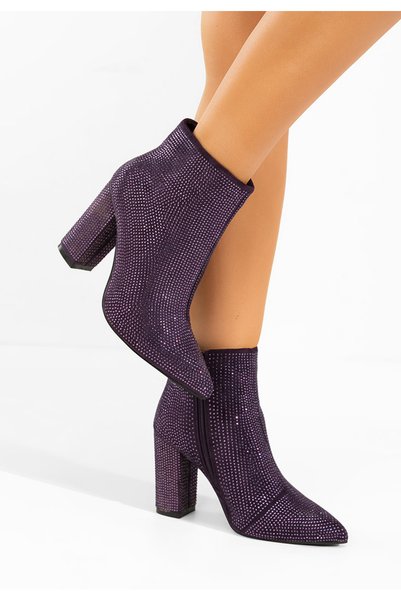 B T Shoes Glira purple chunky heel ankle boots
