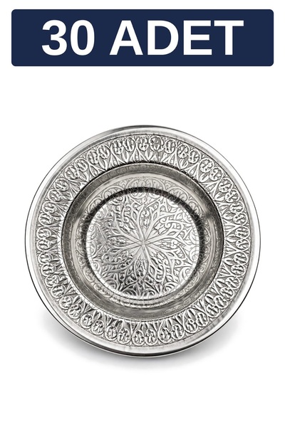Binbir Trend 15 cm Otantik Desenli Krom Çelik Yanaklı Derin Meze ve Sunum Tabağı