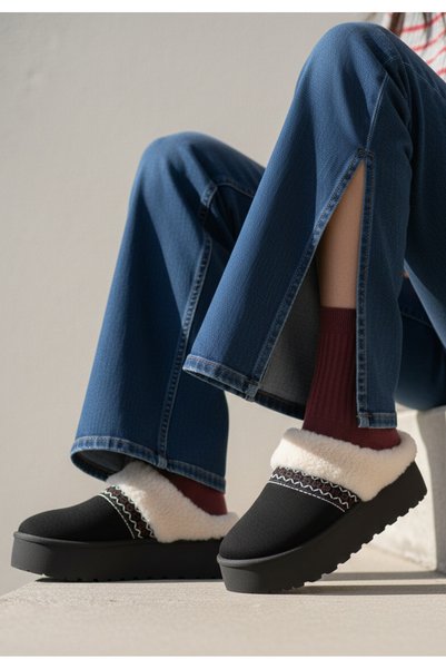 B T Shoes Дамски черни сабо на платформа Анелис