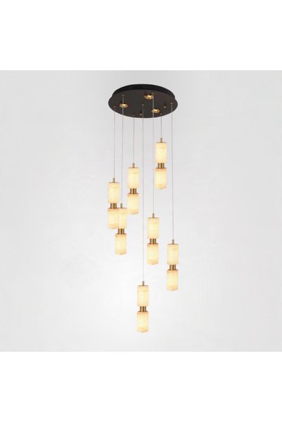 Cristalin Aydınlatma Doğal Mermer 6+1 li LED Sarkıt Avize Siyah Gold Modern L...