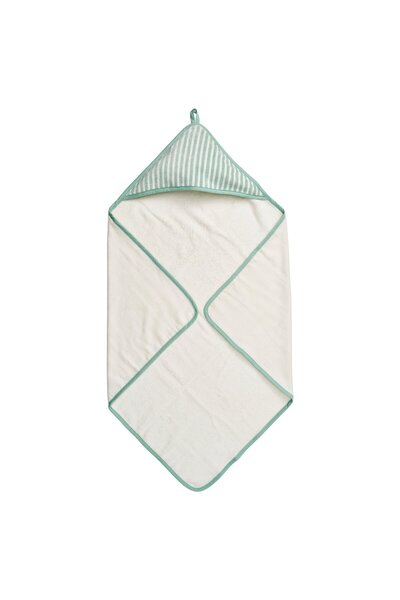IKEA LEN Baby towel with hood - white blue/stripe pattern 80x80 cm