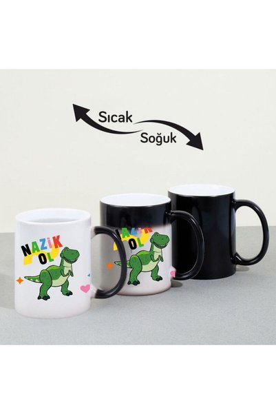 Hediye Vakti Dinozor Temalı Renk Değiştiren Sihirli Kupa Bardak