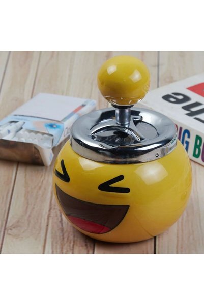 Hediye Vakti Emoji Tasarımlı Basmalı Dönerli Küllük