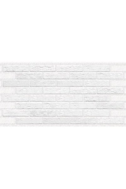 OEM Διακοσμητικό πάνελ, PVC, μοτίβο τούβλου 3D, λευκό ριγέ, 96x48.5εκ.