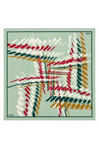 Aker Tivil Pure Silk Scarf 7915493 951 Soft Green Mixed Pattern