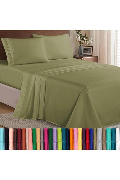 Elegant Comfort طقم سرير فاخر ناعم من 4 قطع، 1500 خيط، قطن مصري عالي الجودة، ...