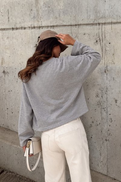 The Champ Clothing Women's Relaxed Fit Sweatshirt Life Is Too Short Printed Gray Melange – Crew Neck, 3 Thread Without Drawstrings