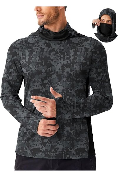GENERAL PINSPARK Men's Sun Protection Hoodie with Mask UPF 50+ UV Long Sleeve...
