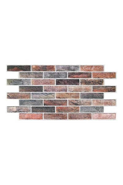 OEM Декоративен панел, ПВЦ, 3D тухлен десен, сив и оранжев, 96x48.5 см