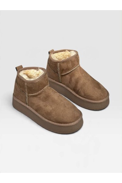 ERVANIN BUTİĞİ Mink Brown Suede Snow Boots (Mini XL) Women's Boots